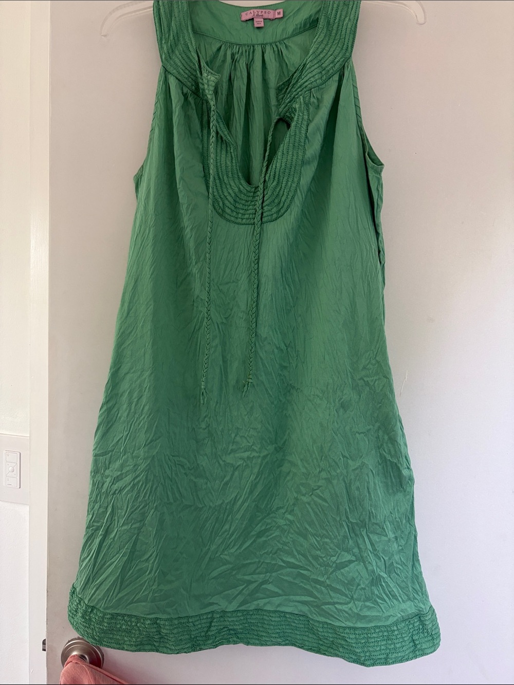Calypso St. Barth Green Sleeveless 100% crinkled silk Dress